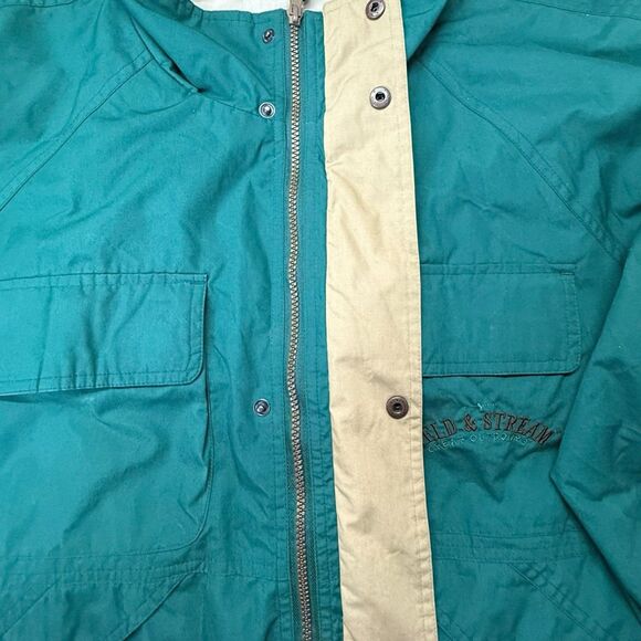 Field & Stream Mens Jacket Coat Green Pockets Zip Snap Front XXL - Picture 13 of 16